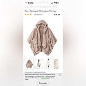 L.L. Bean Sherpa Hooded Poncho - Cream